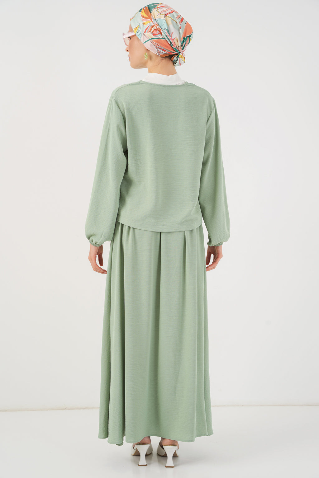 Kadın Ayrobin Kimono Etek İkili Takım 8047 - Mint