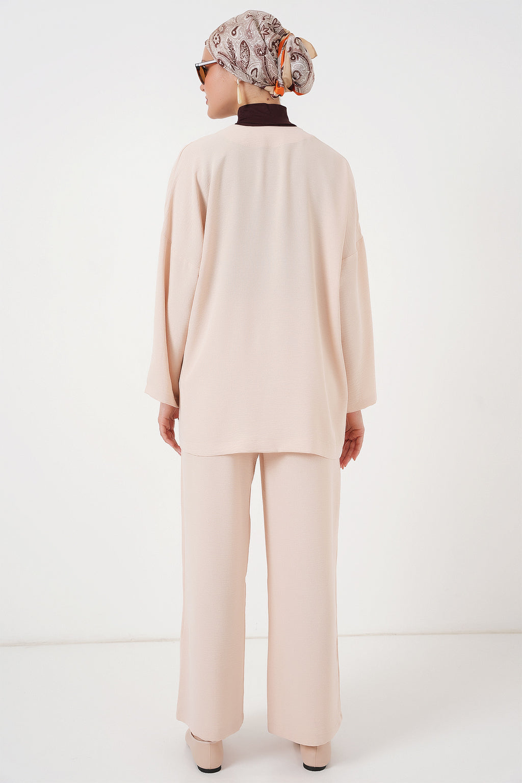 Kadın Ayrobin Kimono Pantolon İkili Takım 6739 - Krem