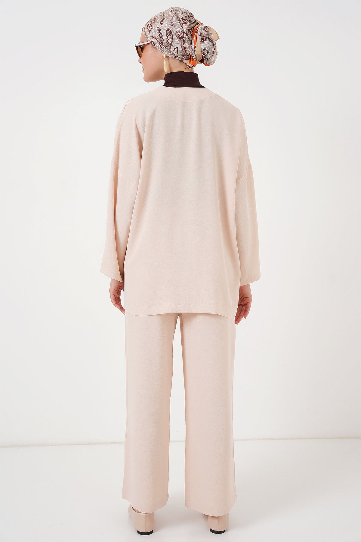 Kadın Ayrobin Kimono Pantolon İkili Takım 6739 - Krem