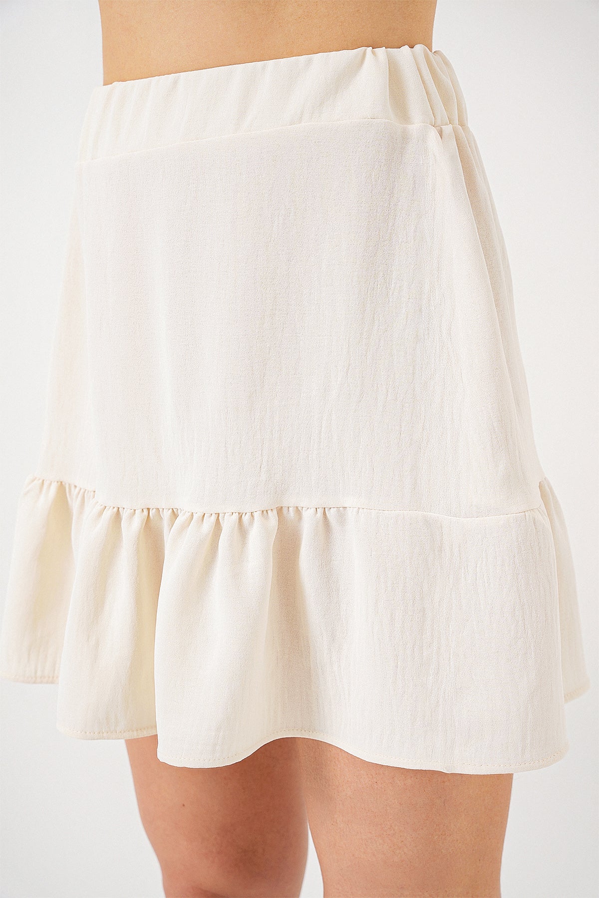 Kadın Ayrobin Mini Etek 8054 - Ekru