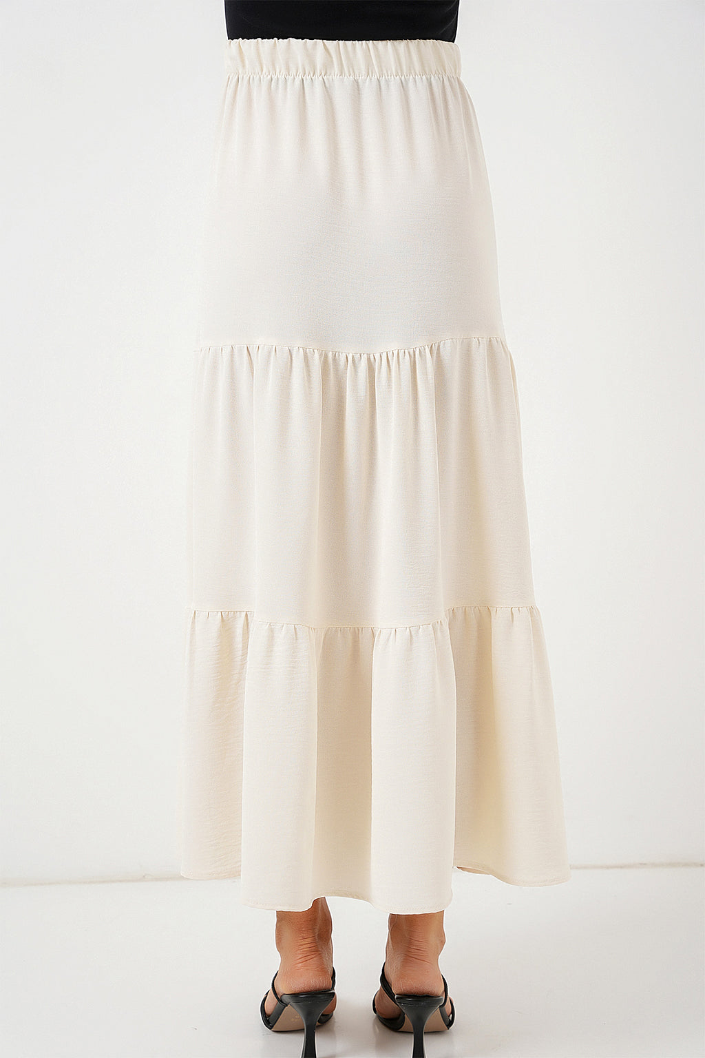 Kadın Ayrobin Uzun Etek 8048 - Krem