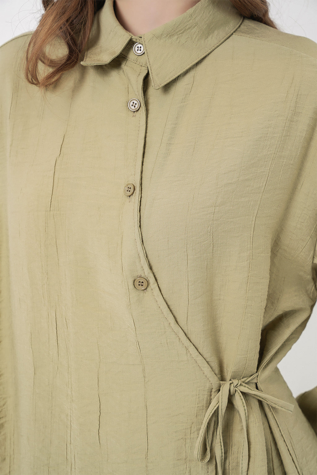 Kadın Bağcıklı Tunik Pantolon İkili Takım 6752 - E.Yeşil