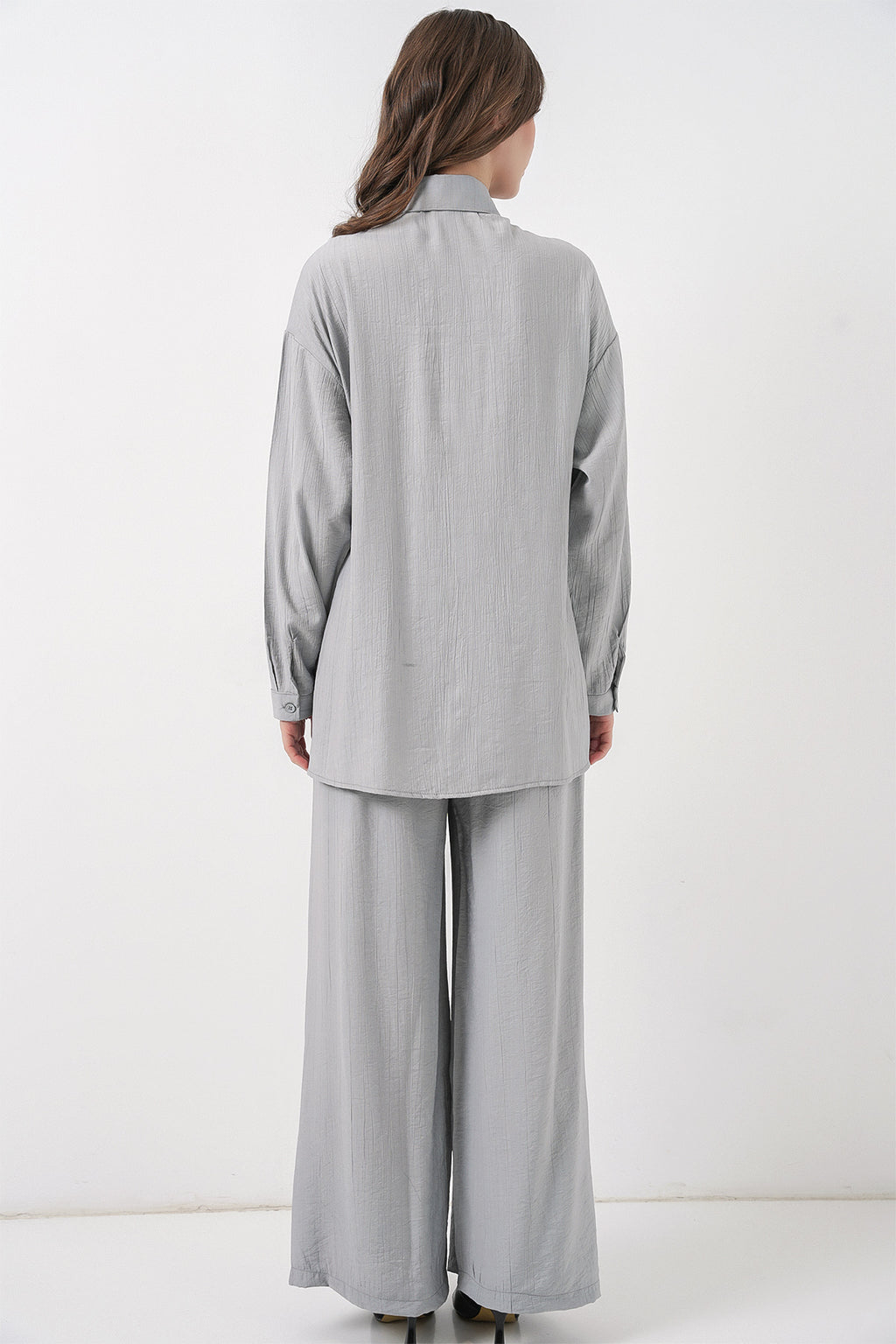 Kadın Bağcıklı Tunik Pantolon İkili Takım 6752 - Gri