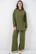 Kadın Bağcıklı Tunik Pantolon İkili Takım 6752 - Haki