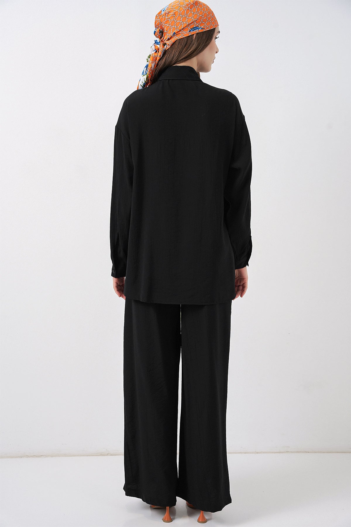 Kadın Bağcıklı Tunik Pantolon İkili Takım 6752 - Siyah