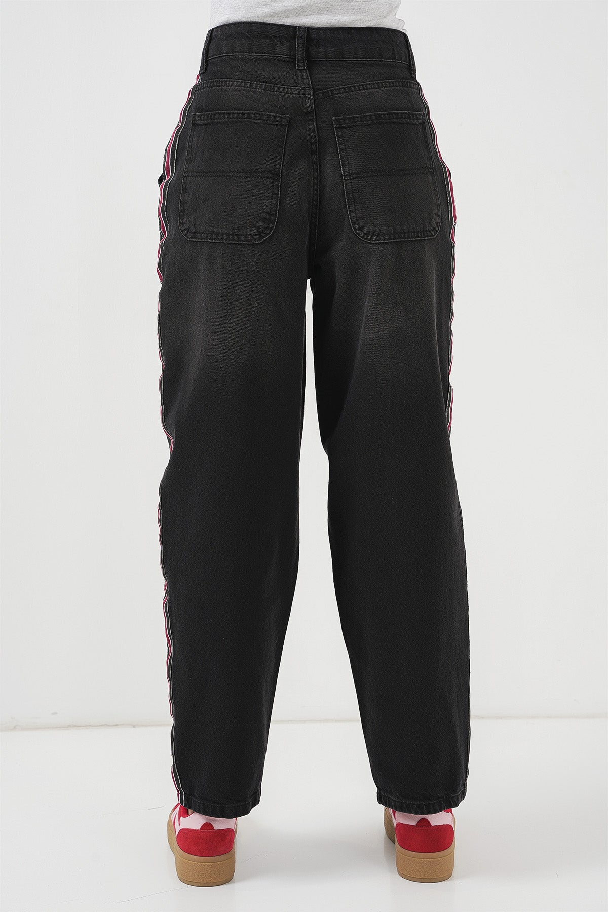 Kadın Baggy Kot Pantolon 6700 - Siyah