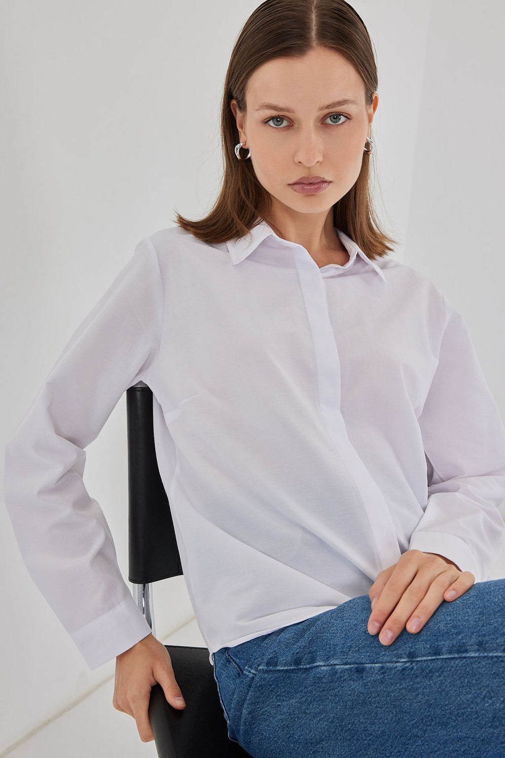 Kadın Basic Gömlek 20348 - Beyaz