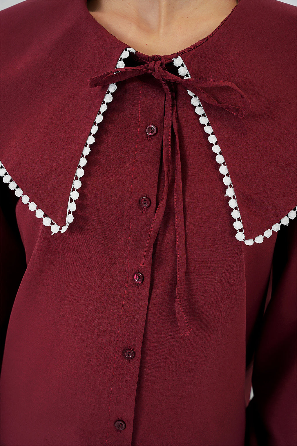 Kadın Bebe Yaka Gömlek 20314 - Bordo