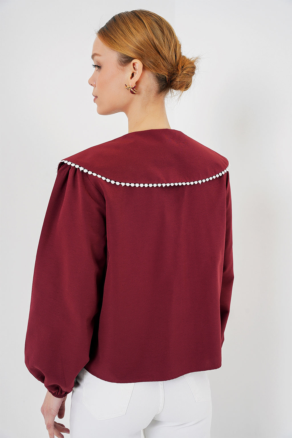 Kadın Bebe Yaka Gömlek 20314 - Bordo