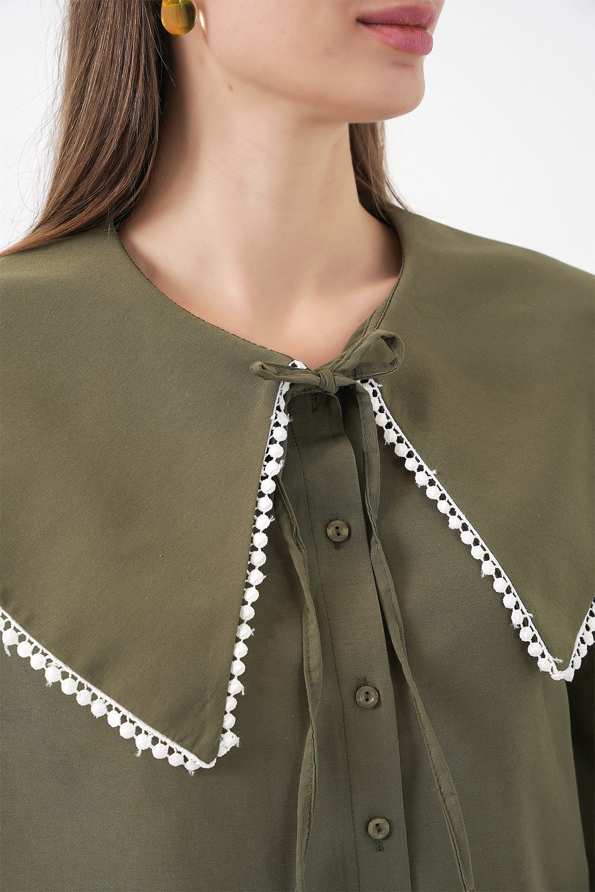 Kadın Bebe Yaka Gömlek 20314 - Haki