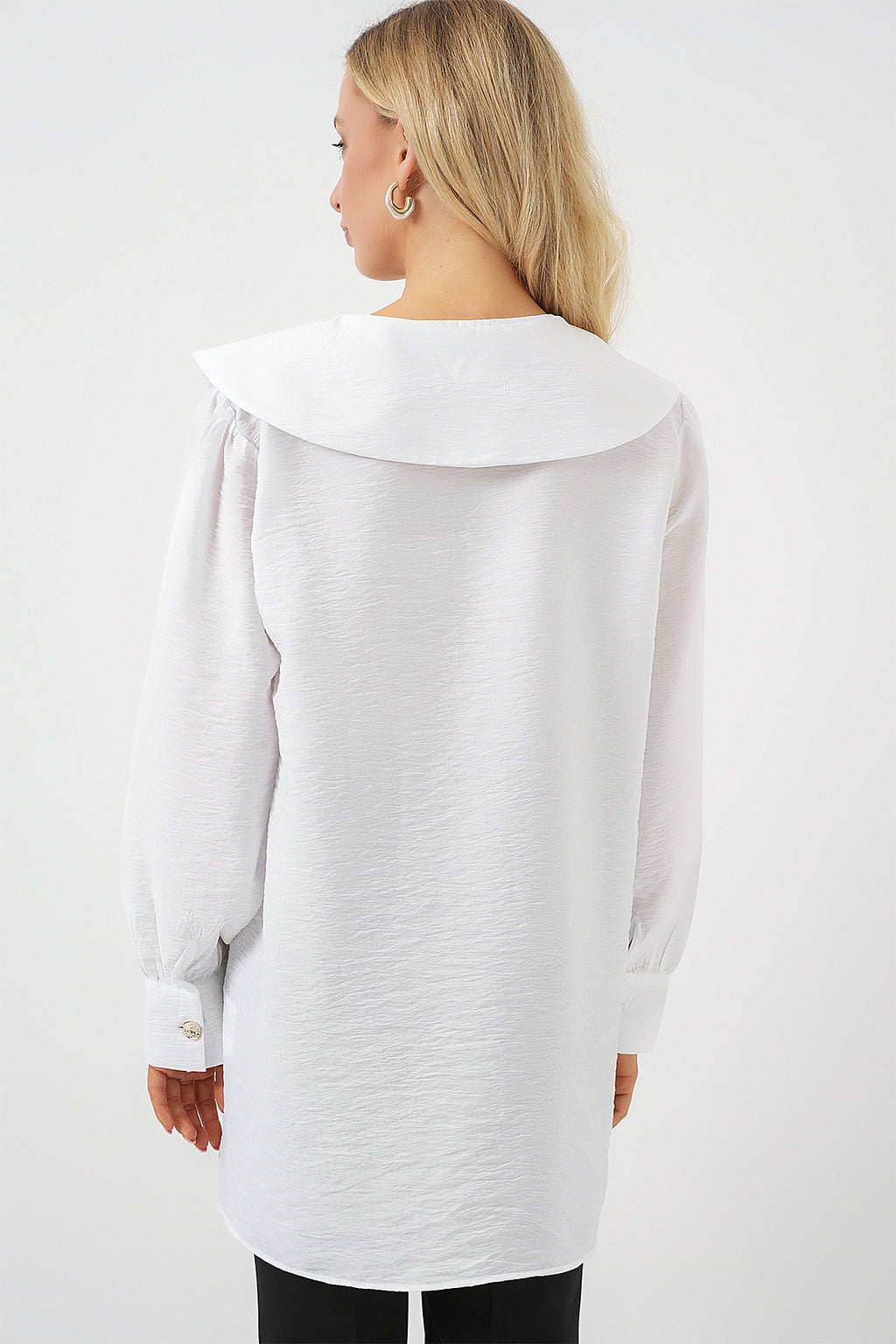 Kadın Bebe Yaka Uzun Tunik 5967 - Beyaz