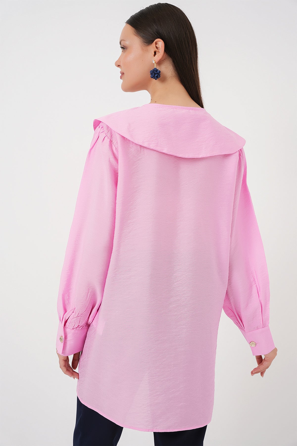 Kadın Bebe Yaka Uzun Tunik 5967 - Pembe