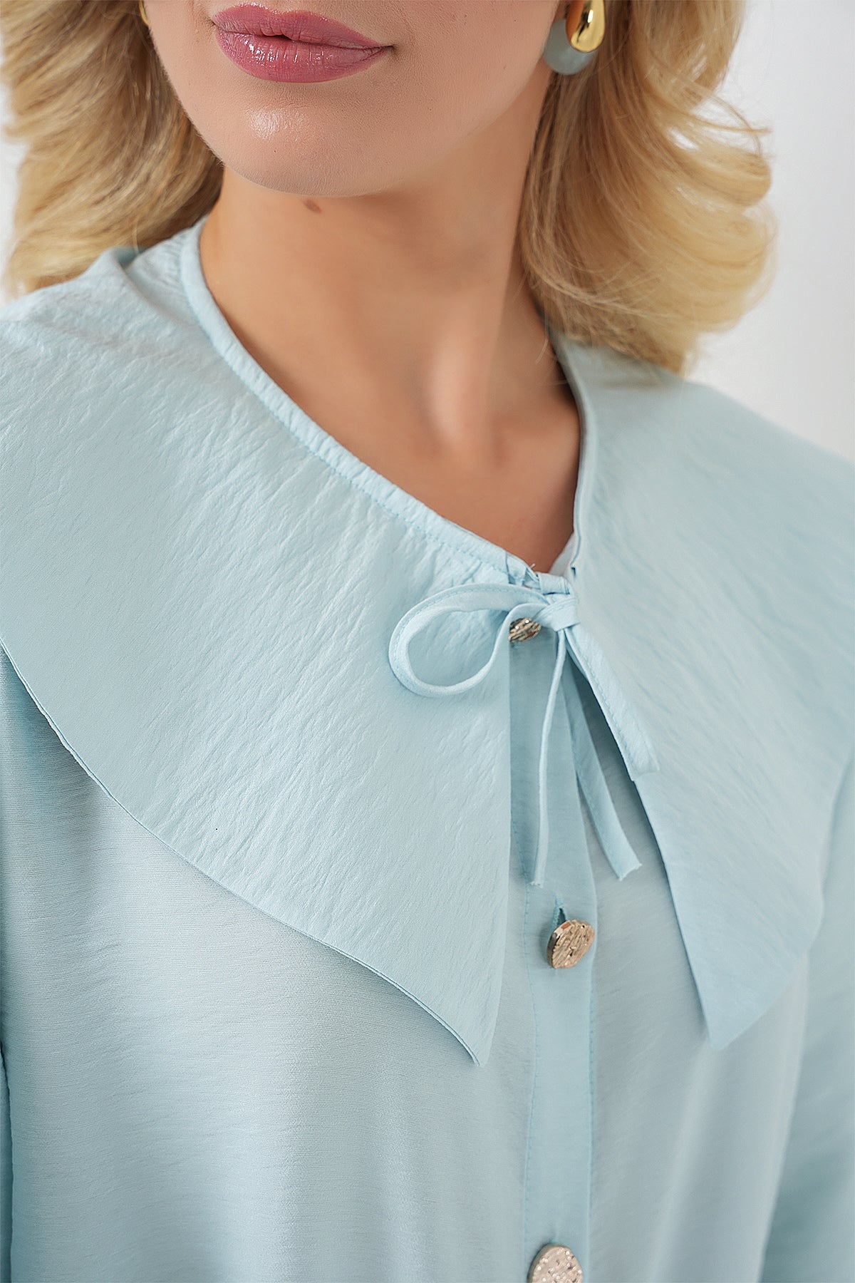 Kadın Bebe Yaka Uzun Tunik 5967 - Turkuaz