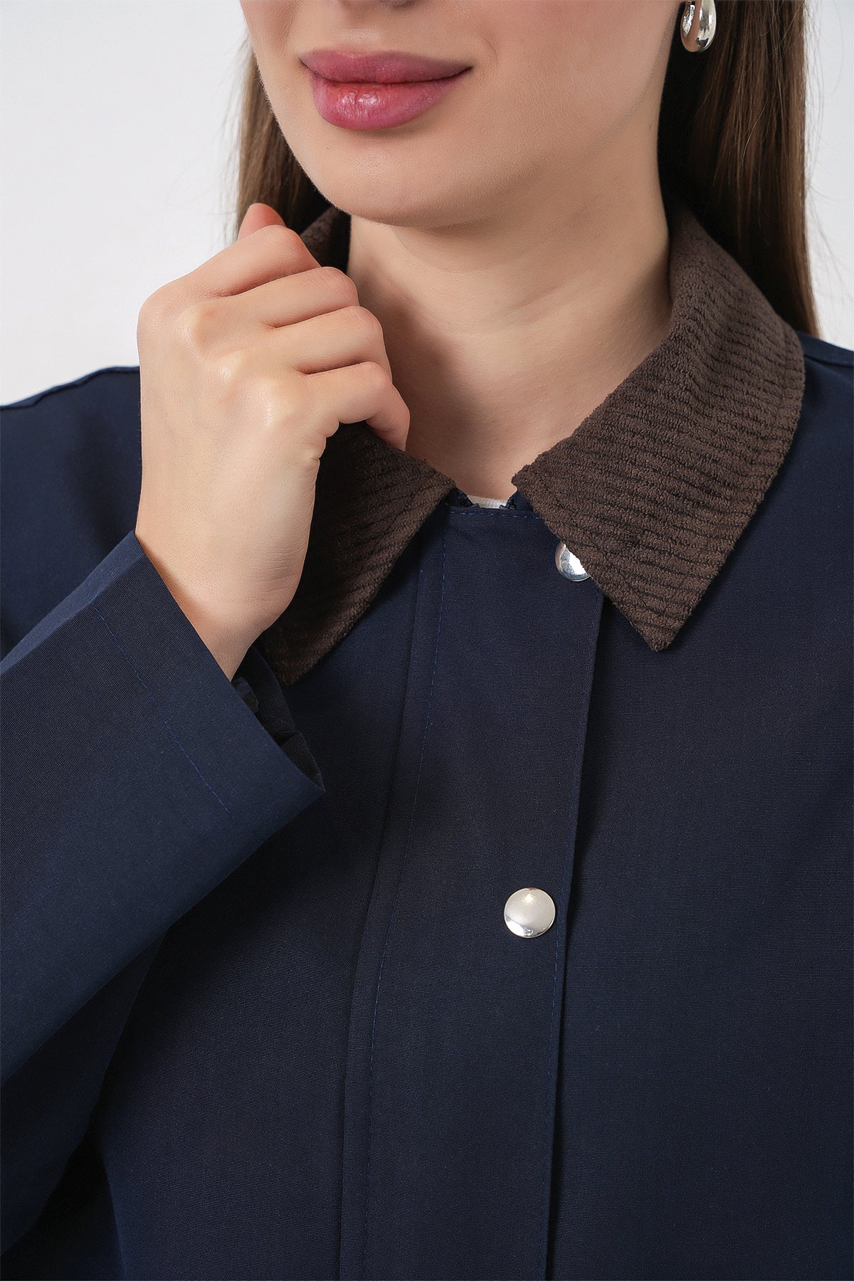 Kadın Cep Detaylı Kısa Ceket 5975 - Lacivert