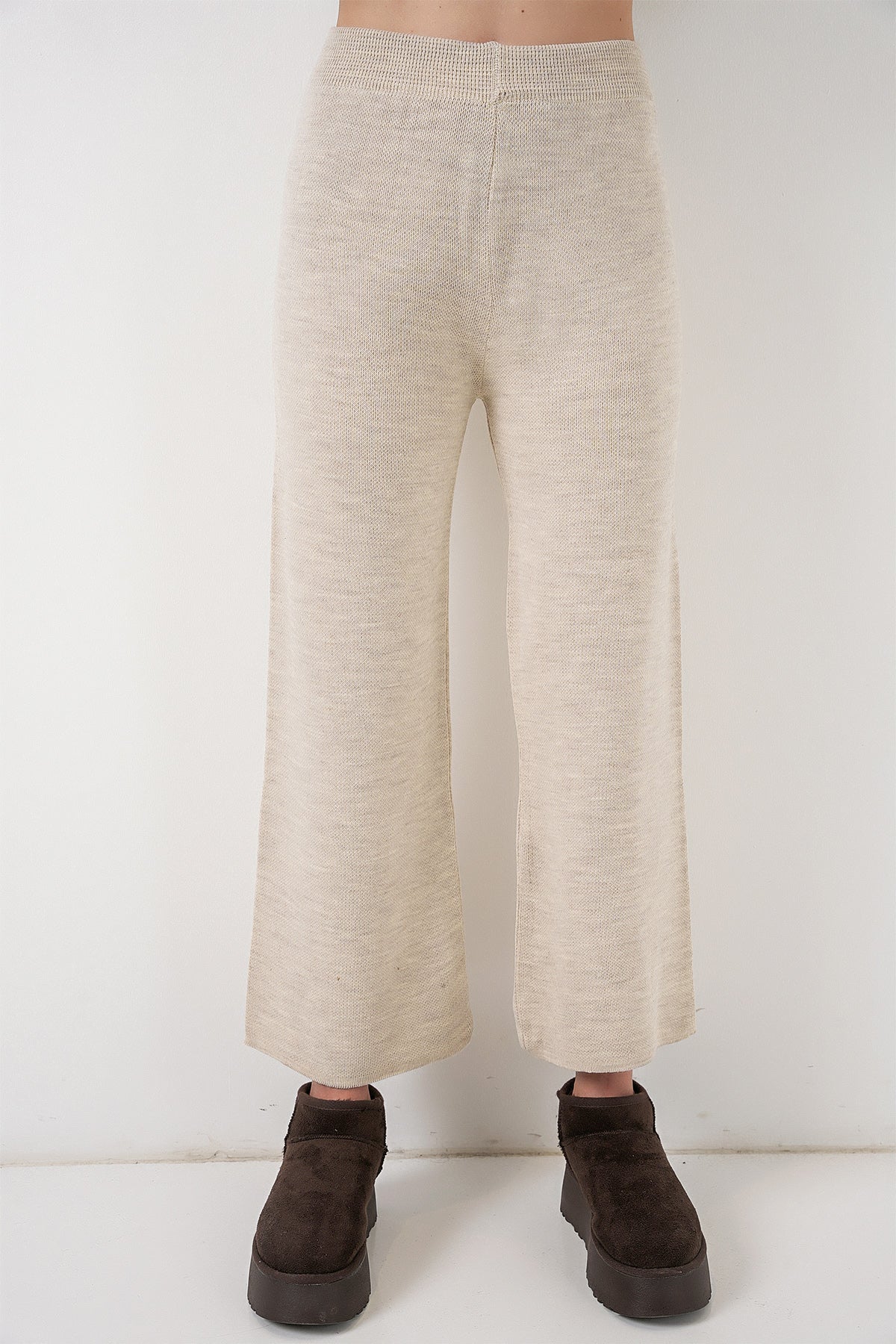 Kadın Cepli Hırka Triko İkili Takım 15964 - Ekru