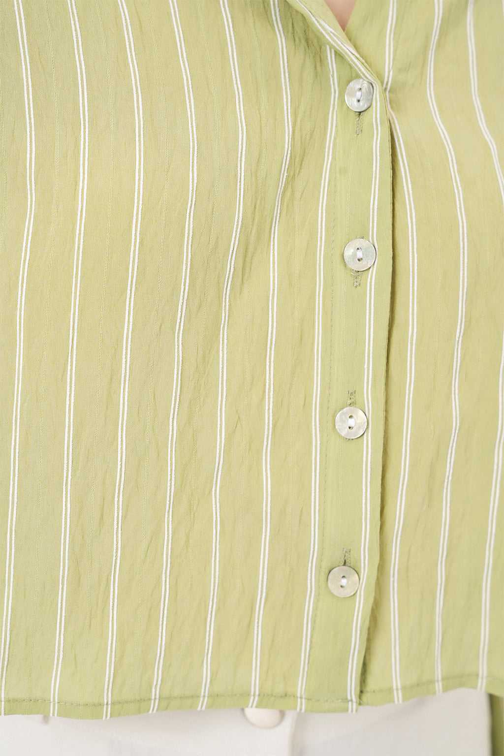 Kadın Çizgili Oversize Kısa Gömlek 20326 - E.Yeşil