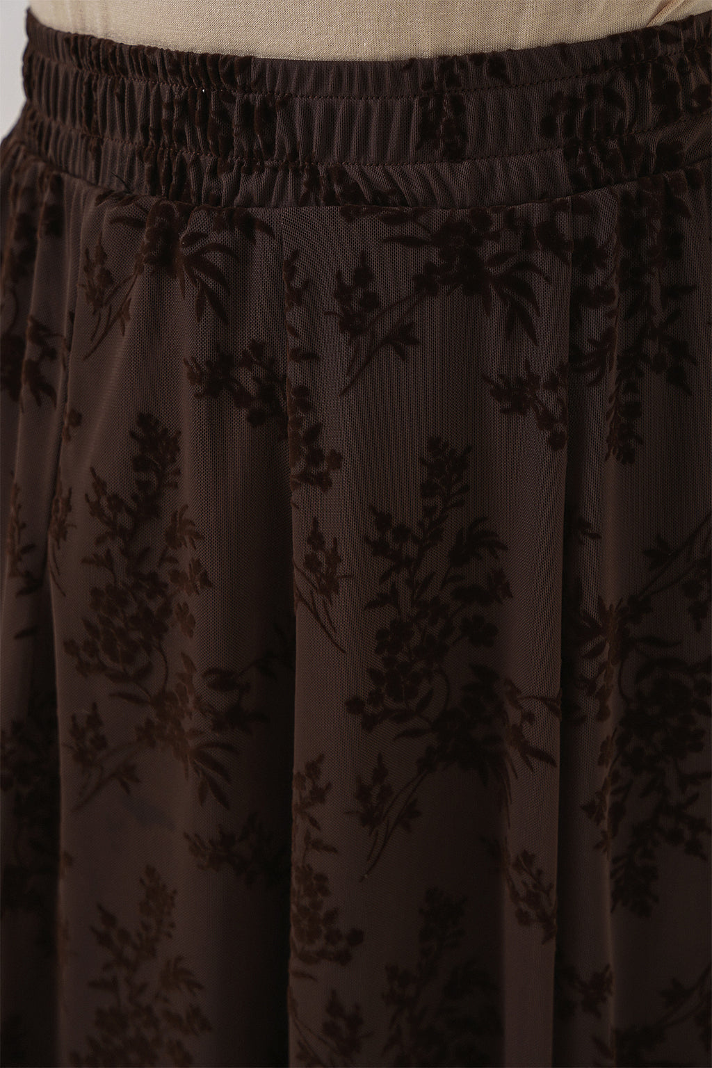 Kadın Desenli Astarlı Etek 8059 - Kahverengi