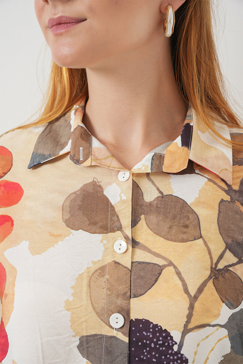 Kadın Desenli Overize Gömlek Tunik 5971 - Lacivert