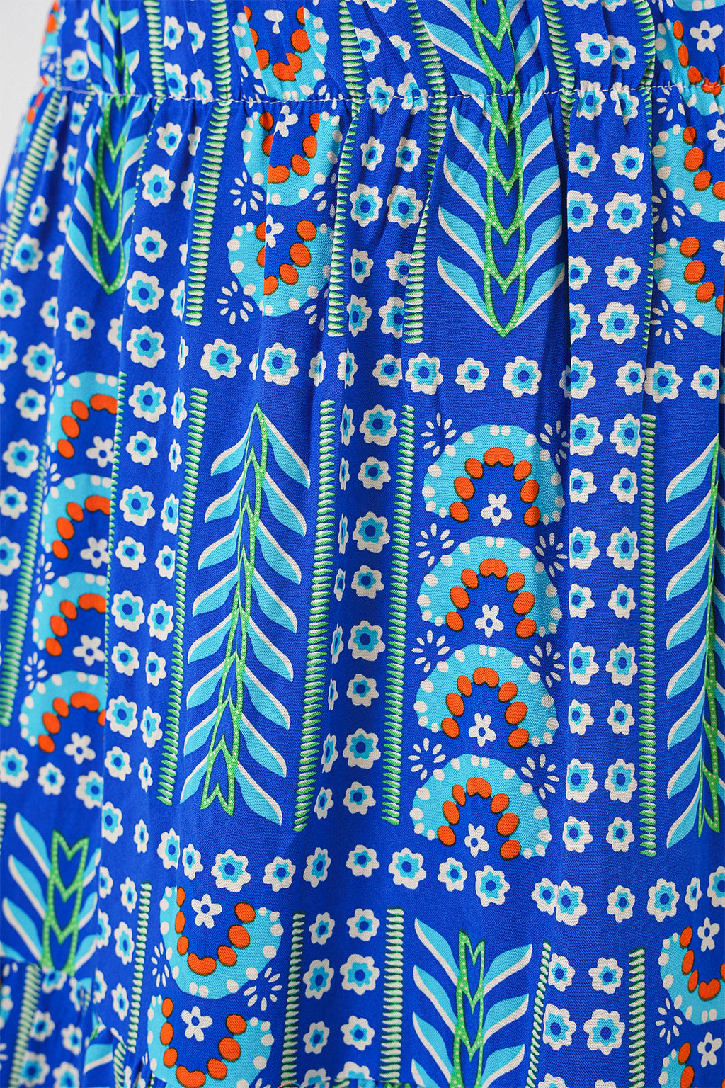 Kadın Desenli Uzun Etek 8053 - Saks