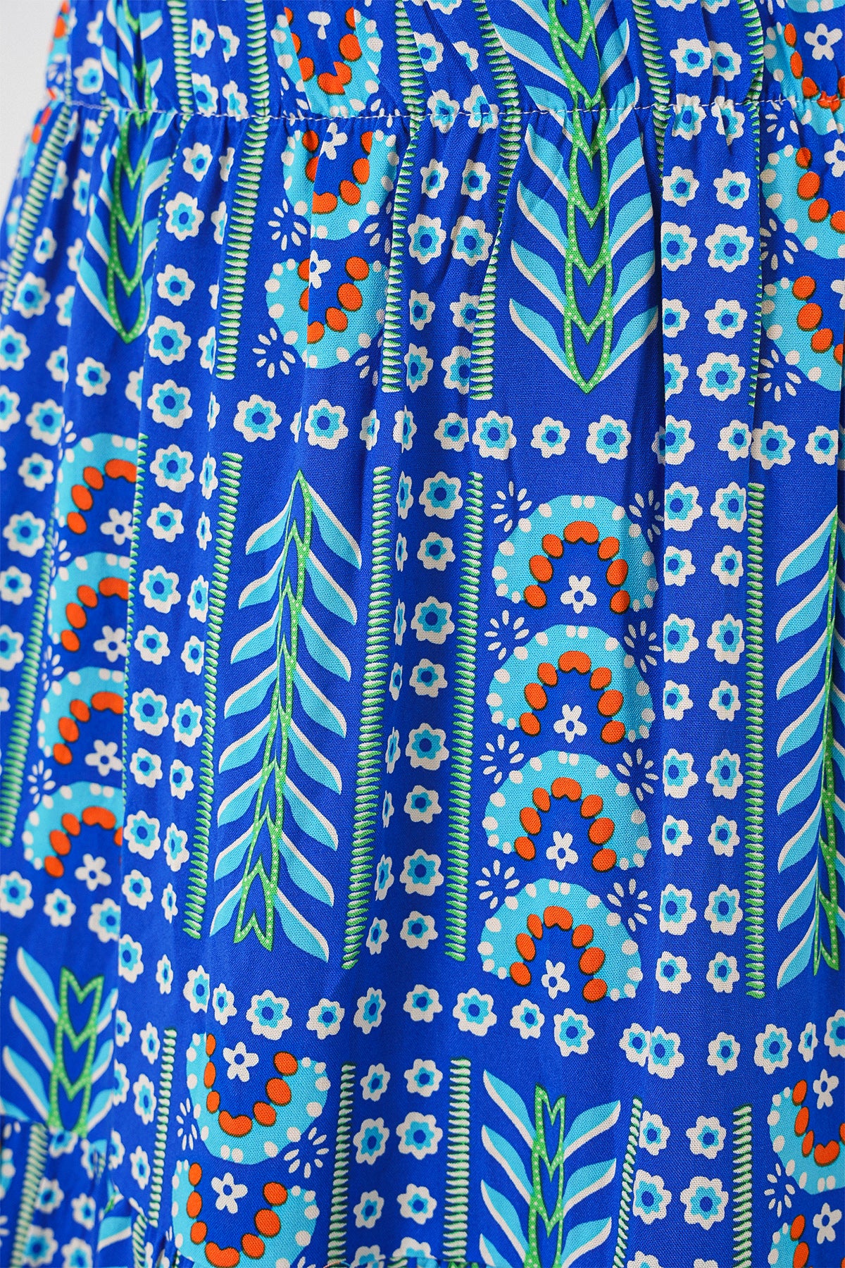 Kadın Desenli Uzun Etek 8053 - Saks