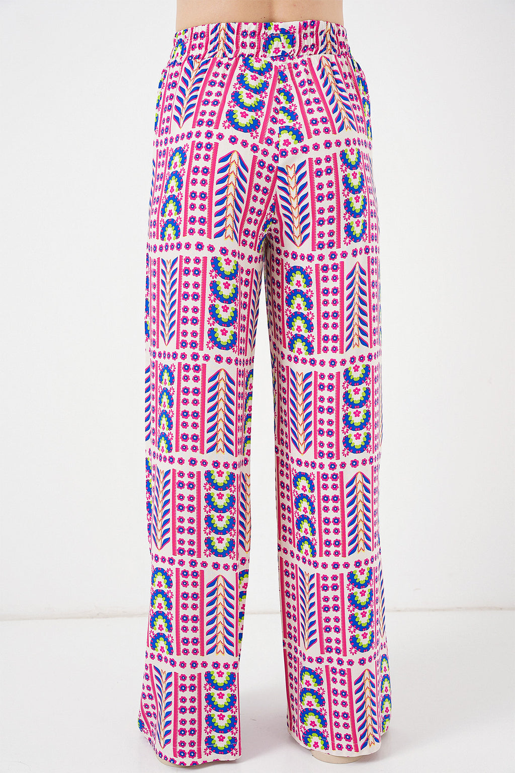 Kadın Desenli Viskon Pantolon 6749 - Fuşya