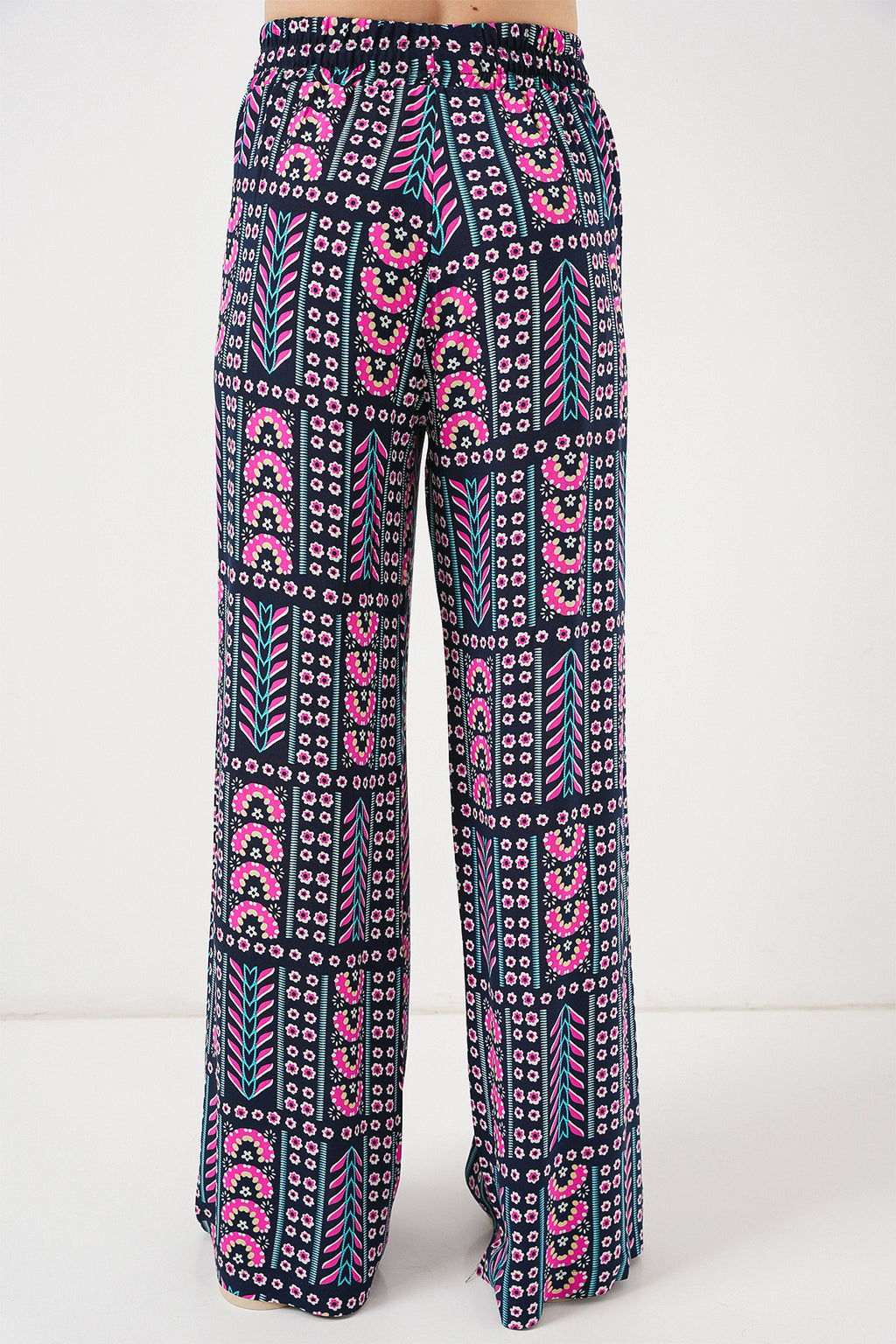 Kadın Desenli Viskon Pantolon 6749 - Lacivert