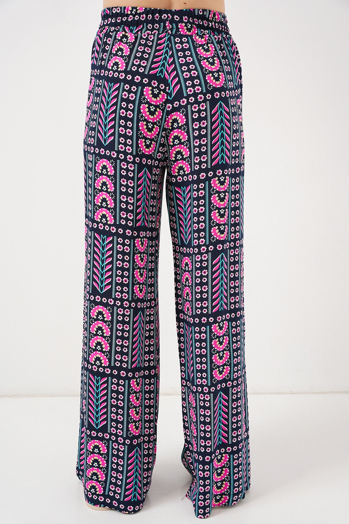 Kadın Desenli Viskon Pantolon 6749 - Lacivert