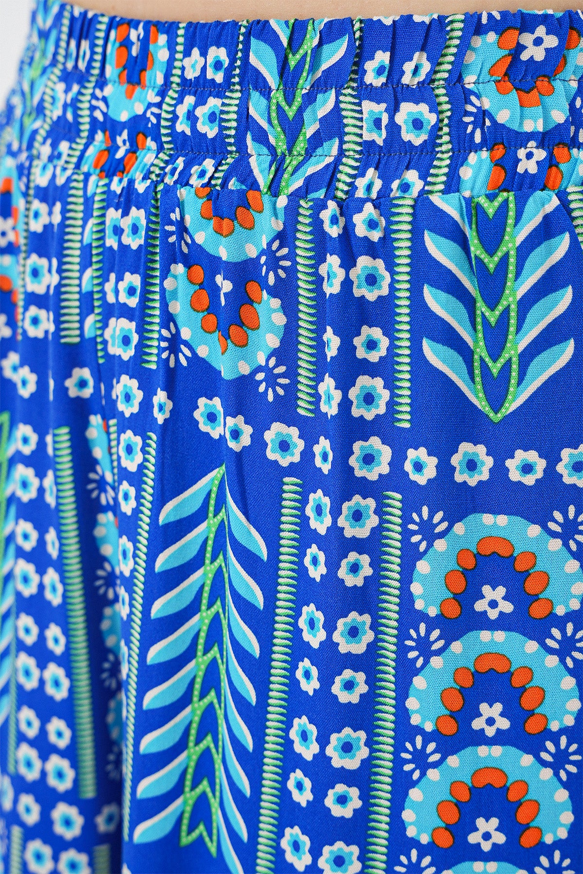 Kadın Desenli Viskon Pantolon 6749 - Saks