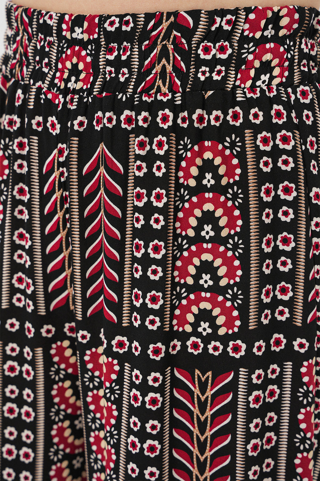 Kadın Desenli Viskon Pantolon 6749 - Siyah