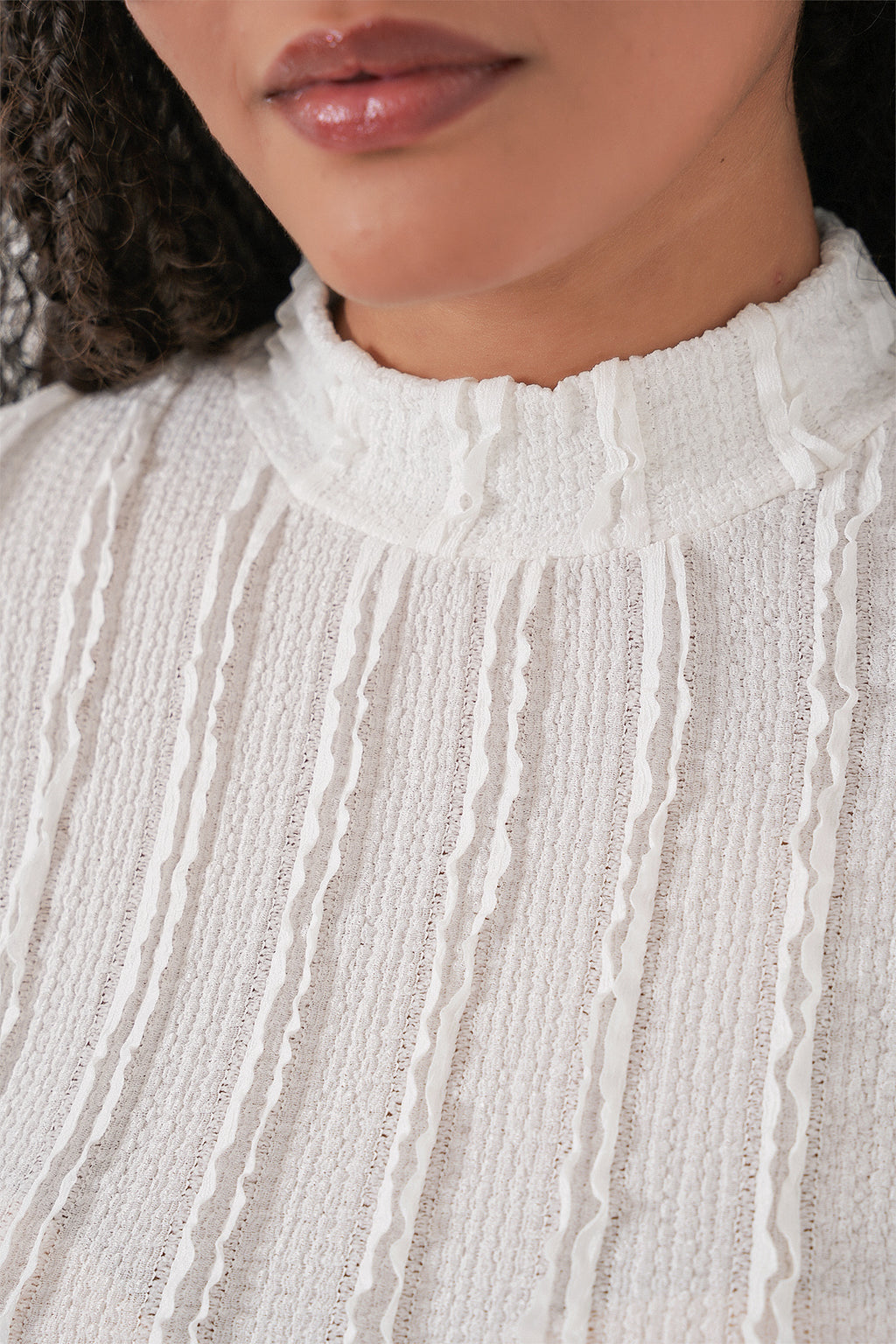 Kadın Dokulu Esnek Örme Bluz 975 - Beyaz
