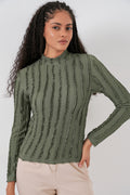 Kadın Dokulu Esnek Örme Bluz 975 - Haki