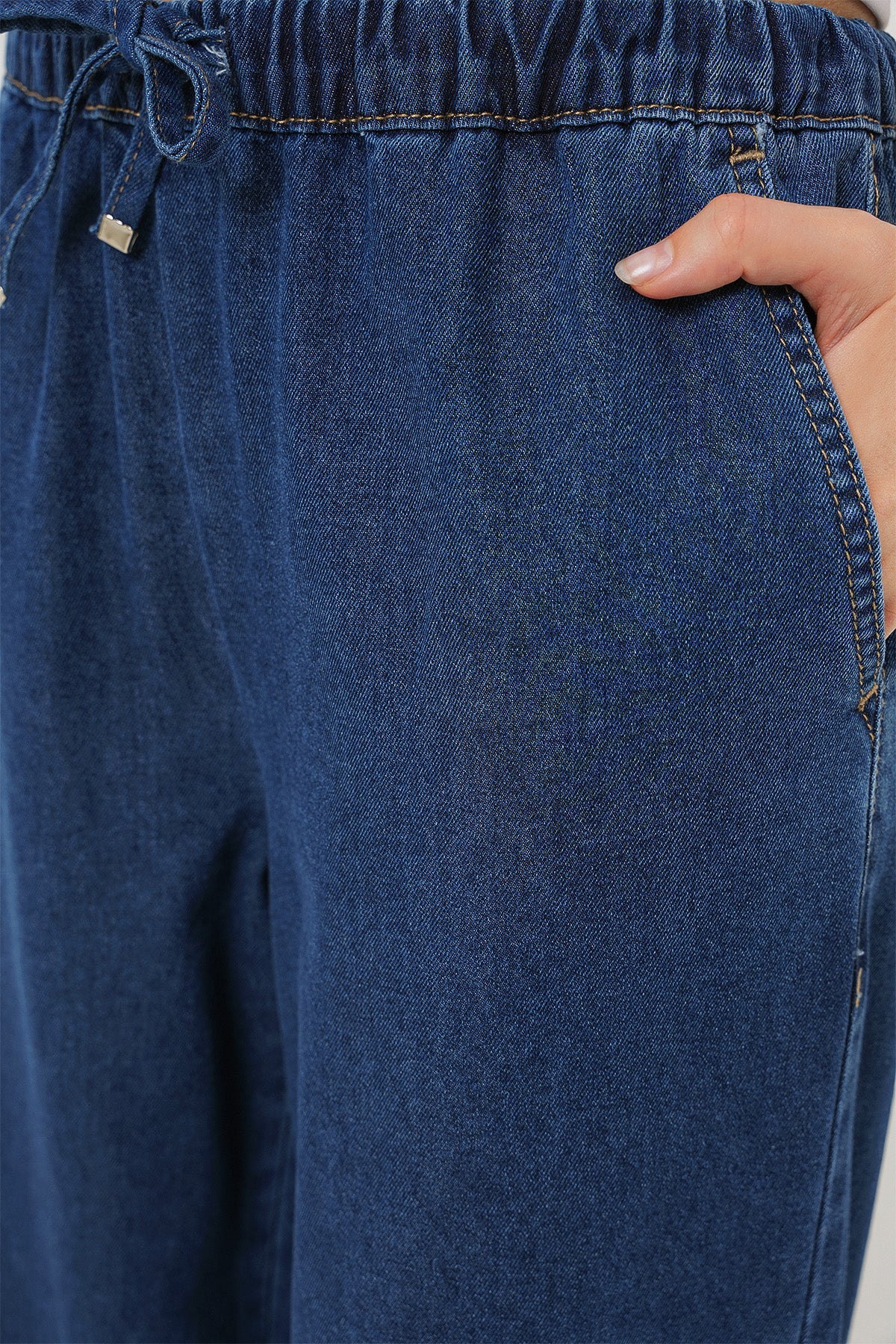 Kadın Geniş Paça Kot Pantolon 6706 - A.Lacivert