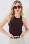 Kadın Halter Yaka Çıtçıtlı Body 972 - Kahverengi