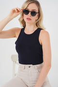 Kadın Halter Yaka Çıtçıtlı Body 972 - Lacivert