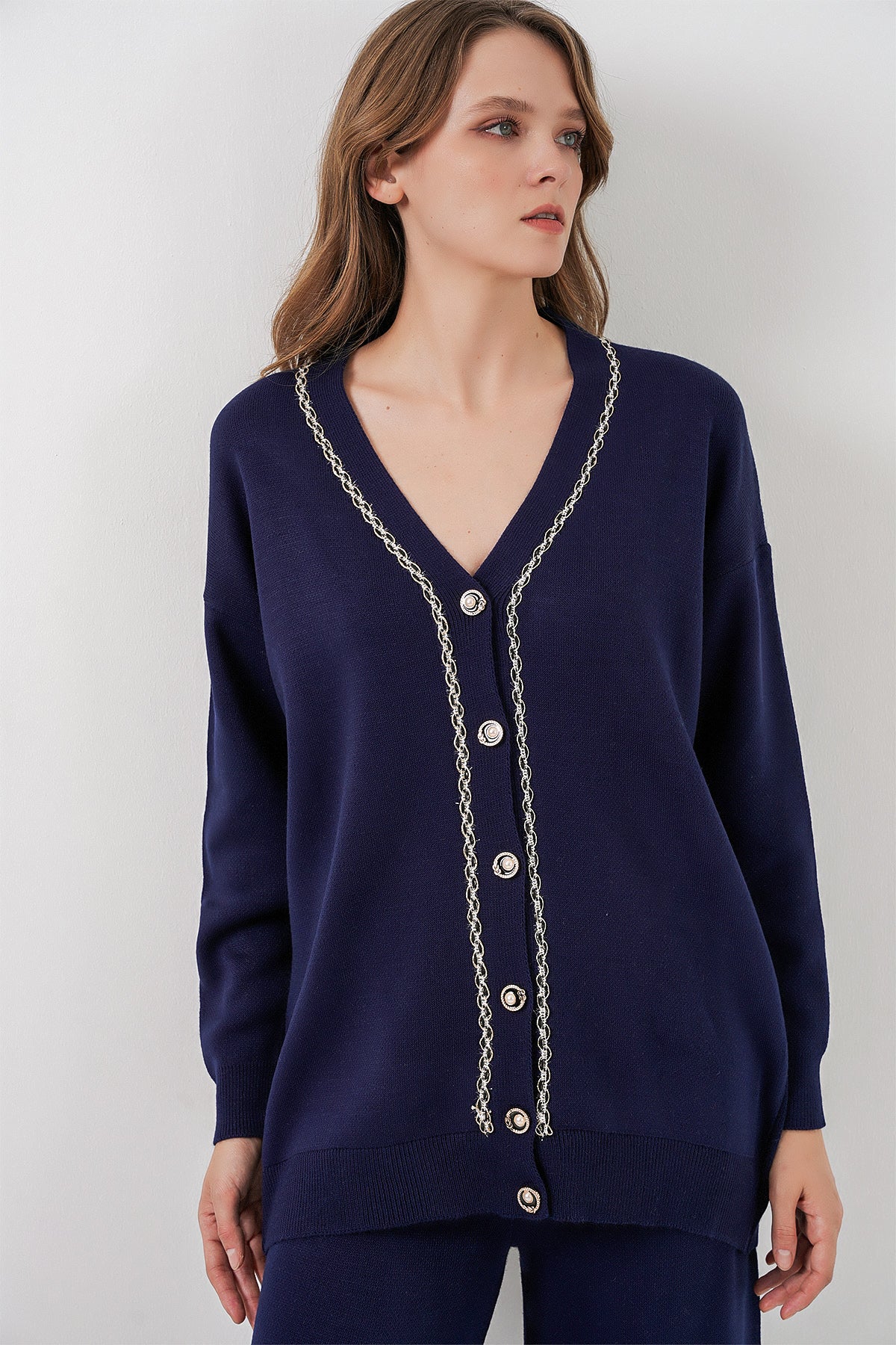 Kadın Hırka Pantolon Triko İkili Takım 15956 - Lacivert