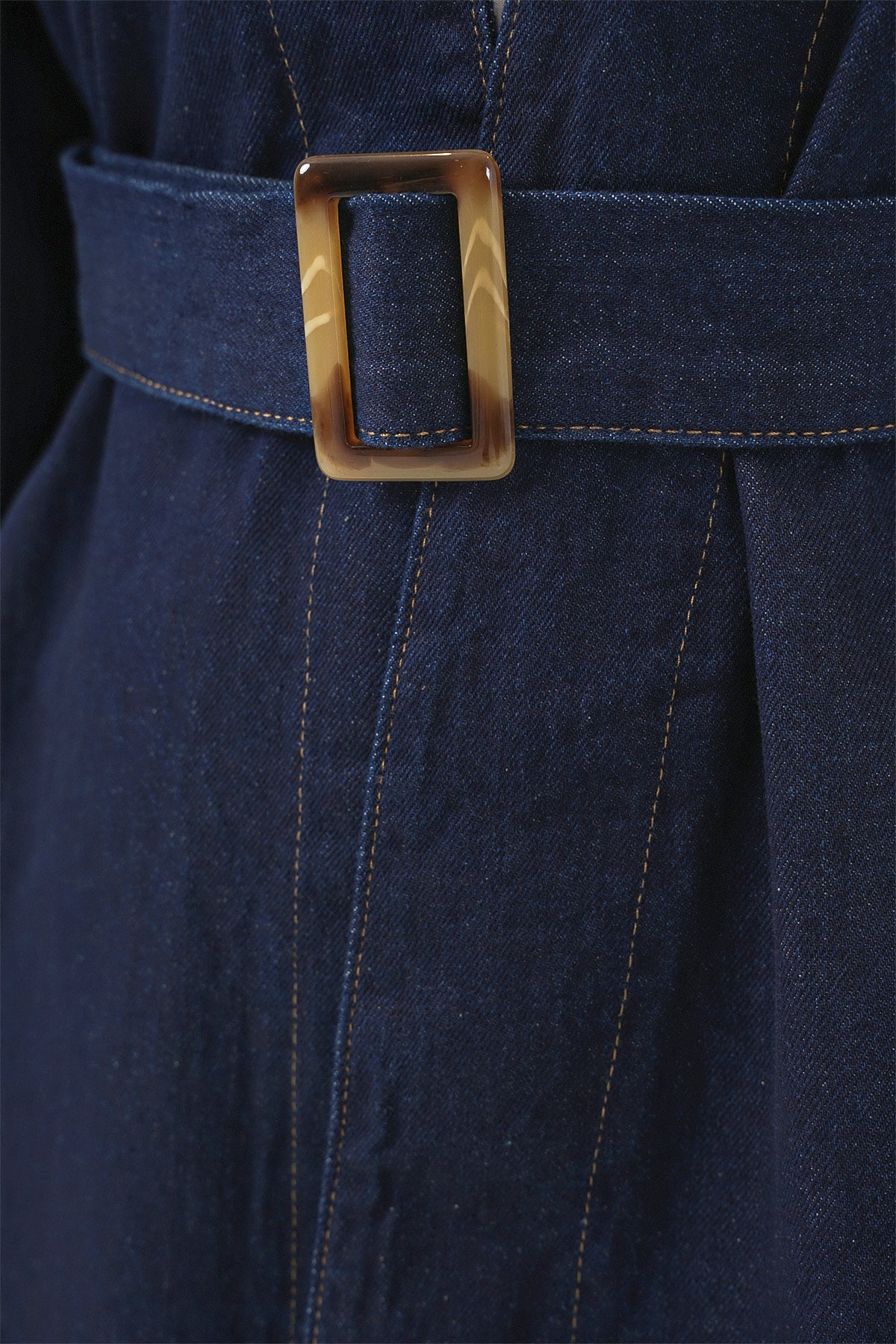 Kadın Kemerli Kot Ceket Tunik 5985 - Lacivert