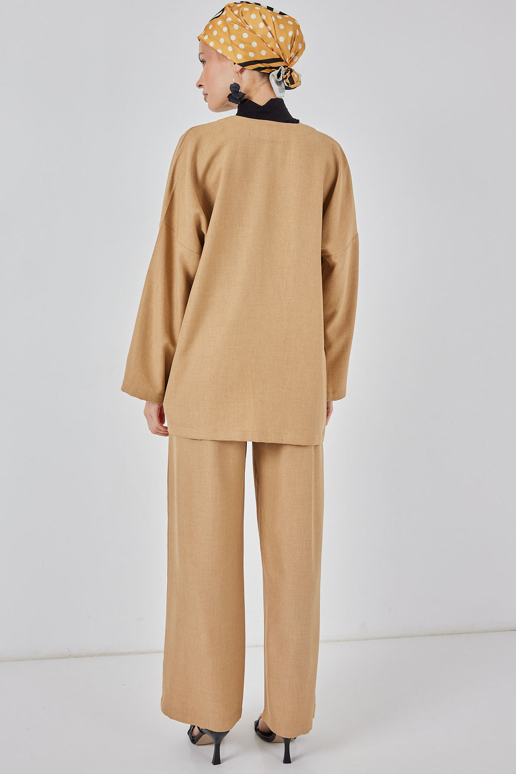 Kadın Keten Kimono İkili Takım 6727 - Bisküvi