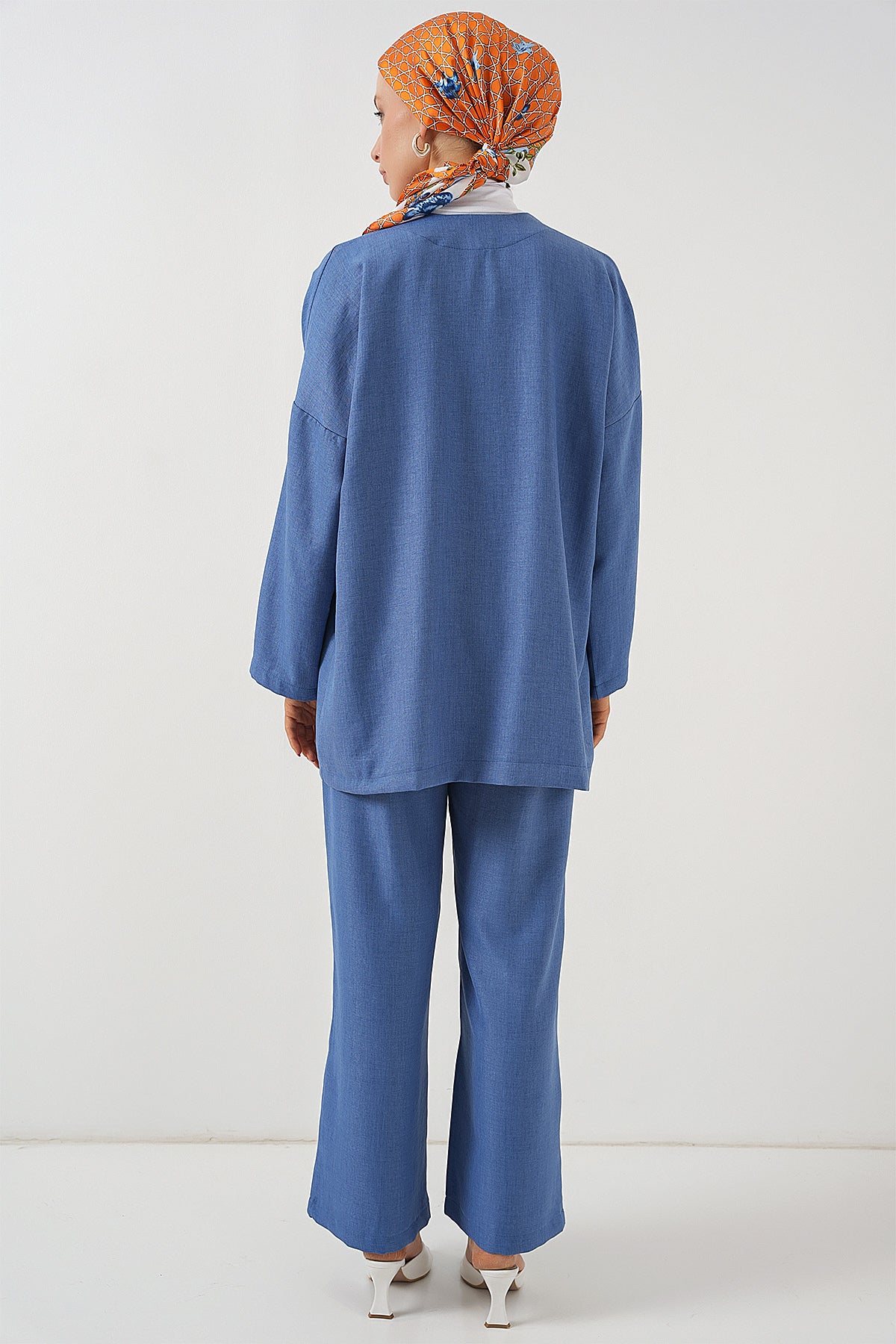 Kadın Keten Kimono İkili Takım 6727 - İndigo