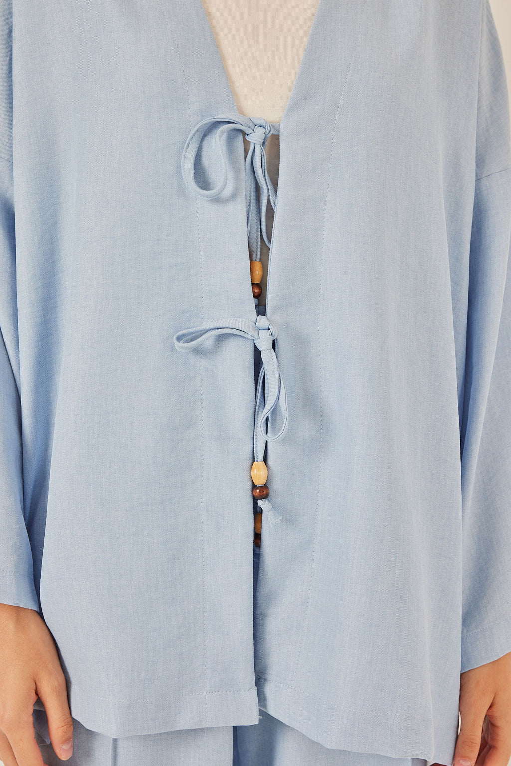 Kadın Keten Kimono İkili Takım 6727 - Mavi