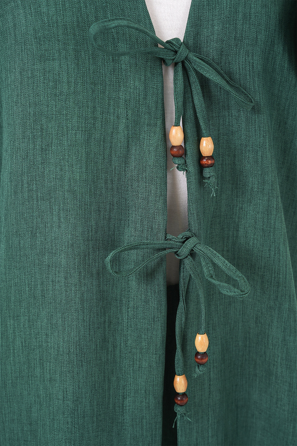 Kadın Keten Kimono İkili Takım 6727 - Zümrüt Yeşili