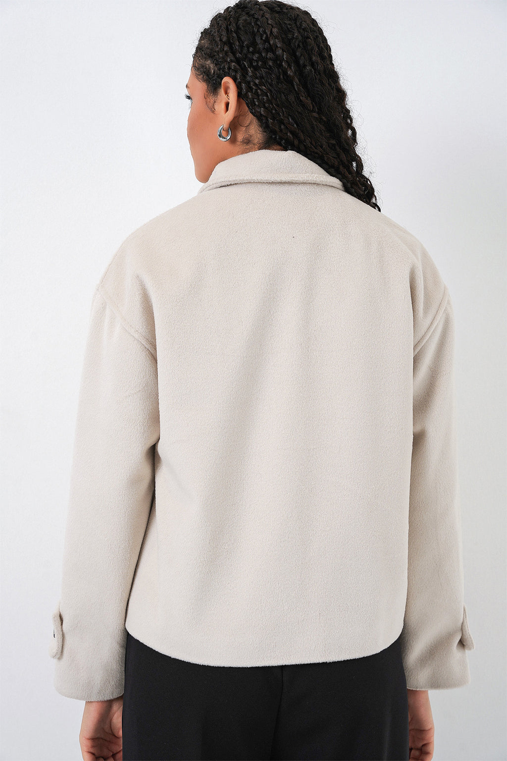 Kadın Kısa Kaşe Ceket 0724 - Ekru