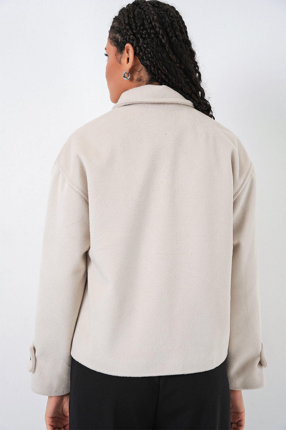 Kadın Kısa Kaşe Ceket 0724 - Ekru