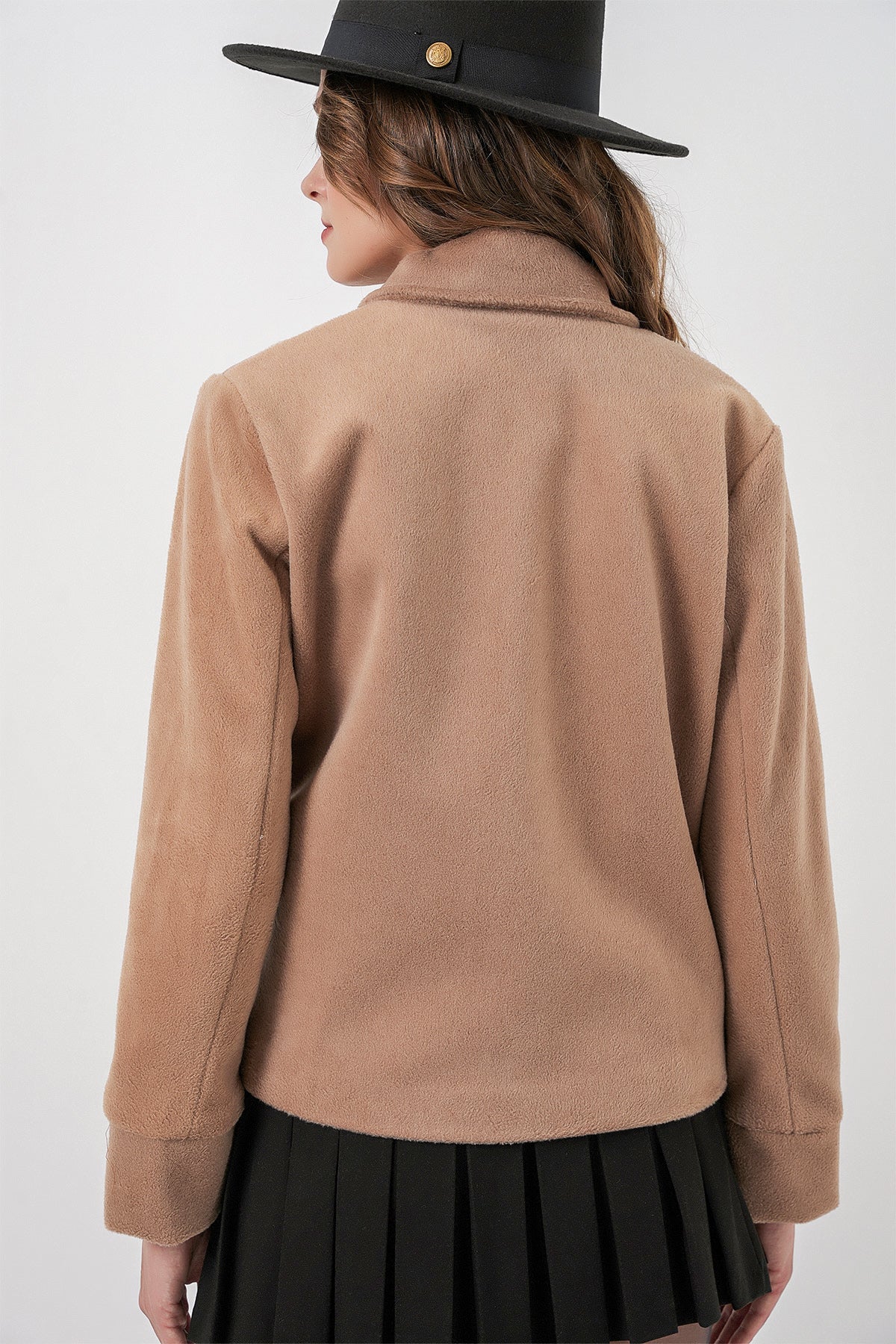 Kadın Kısa Kaşe Ceket 0725 - Bisküvi