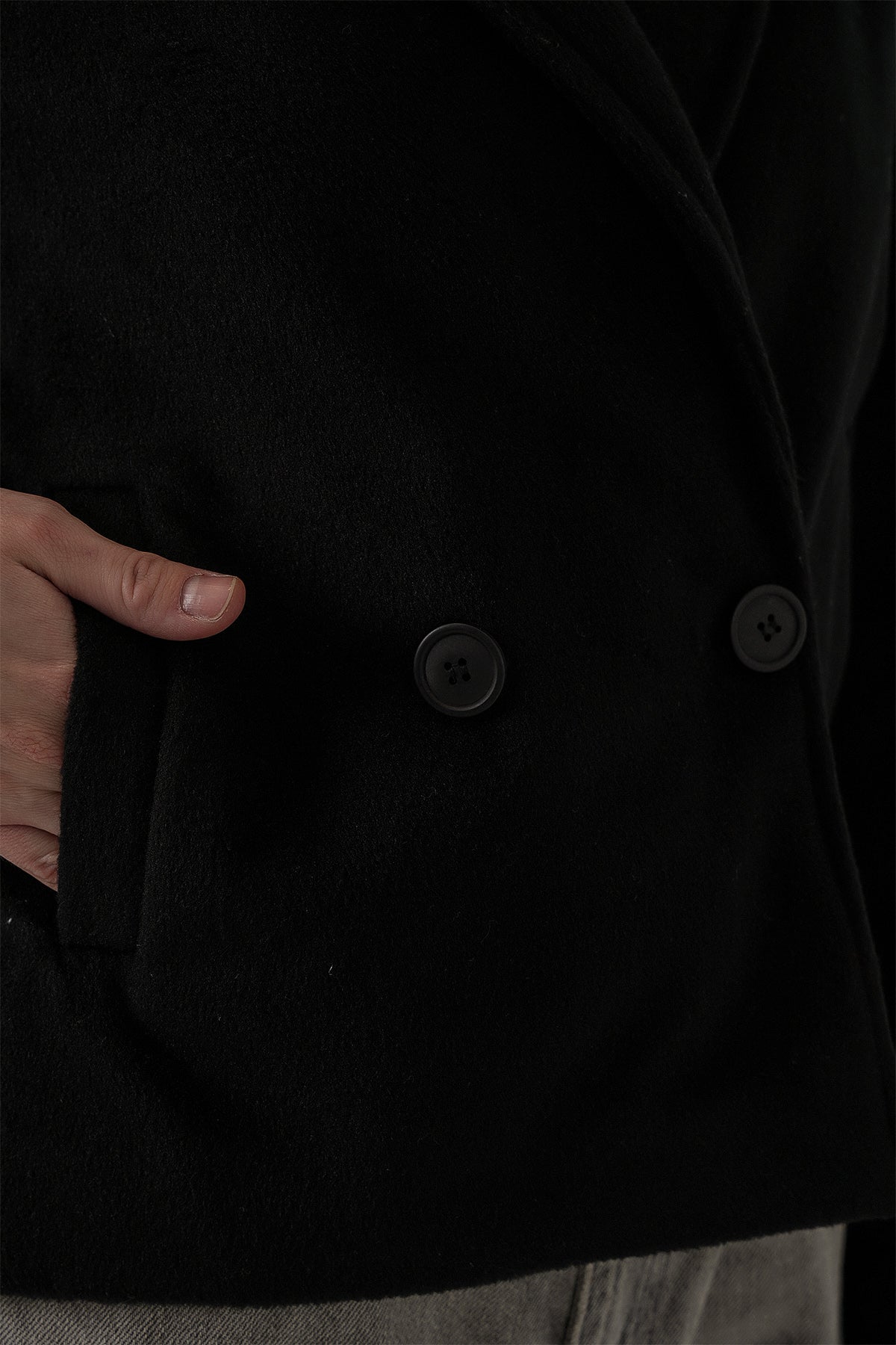 Kadın Kısa Kaşe Ceket 0725 - Siyah