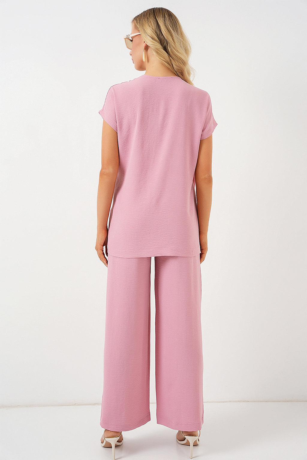 Kadın Kısa Kol Bağcıklı Ayrobin İkili Takım 6741 - Pudra