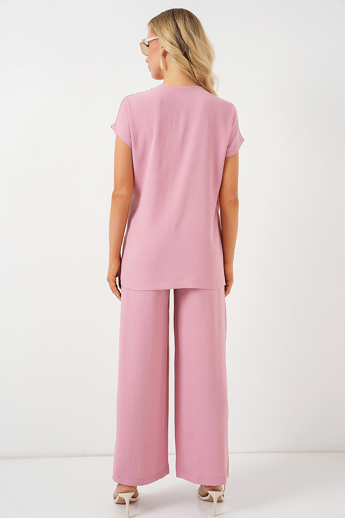 Kadın Kısa Kol Bağcıklı Ayrobin İkili Takım 6741 - Pudra