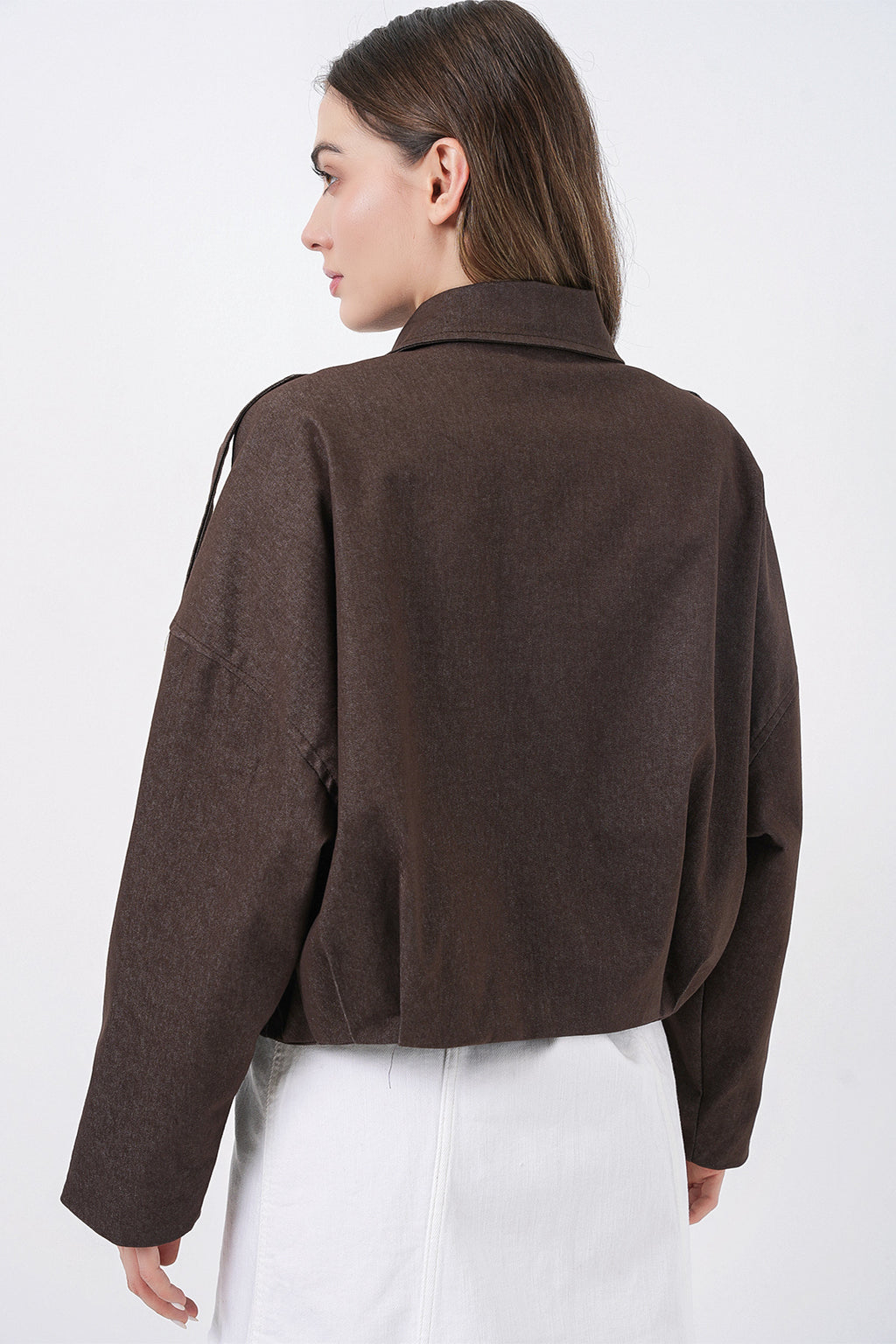 Kadın Kot Bomber Ceket 0737 - Kahverengi