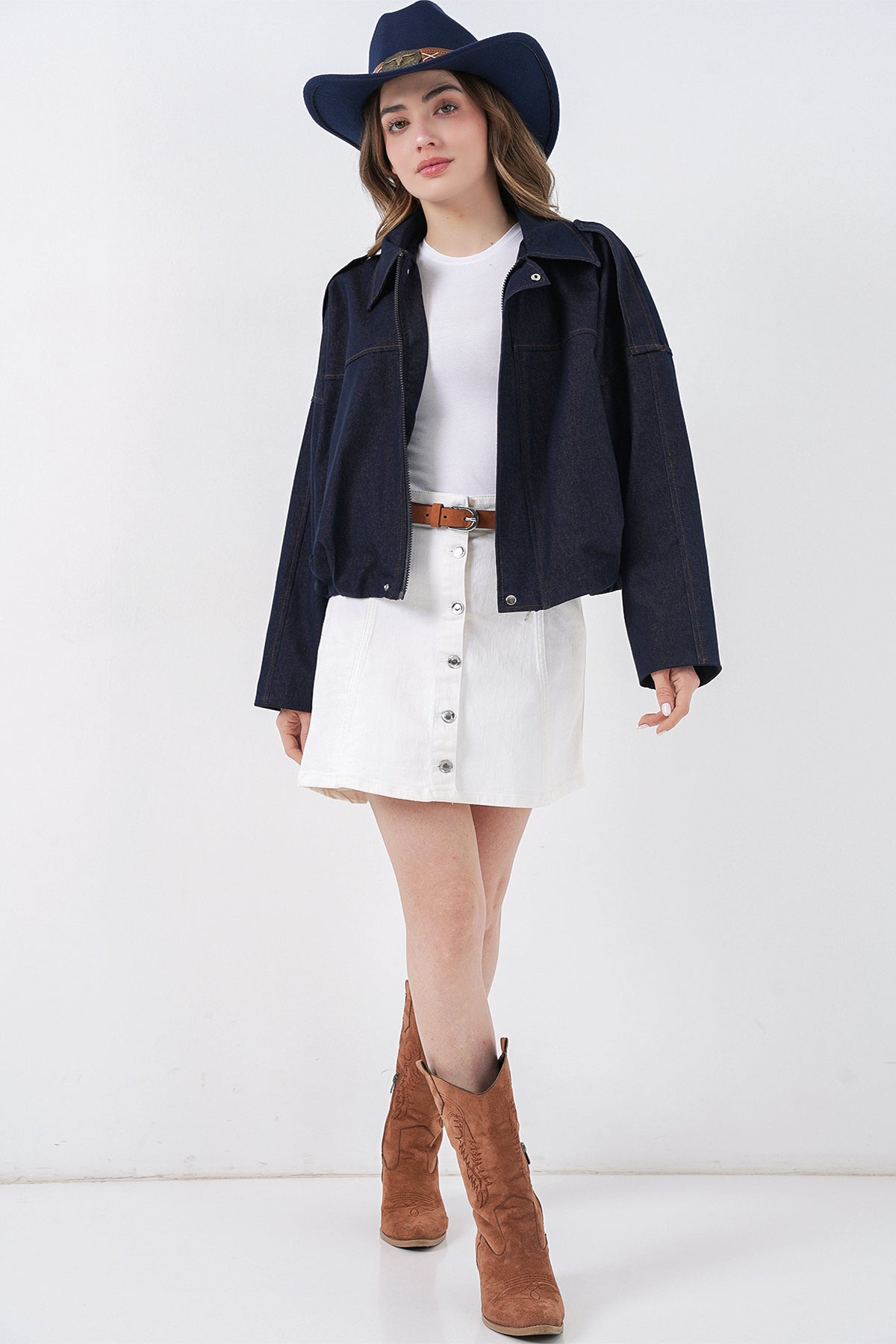 Kadın Kot Bomber Ceket 0737 - Lacivert