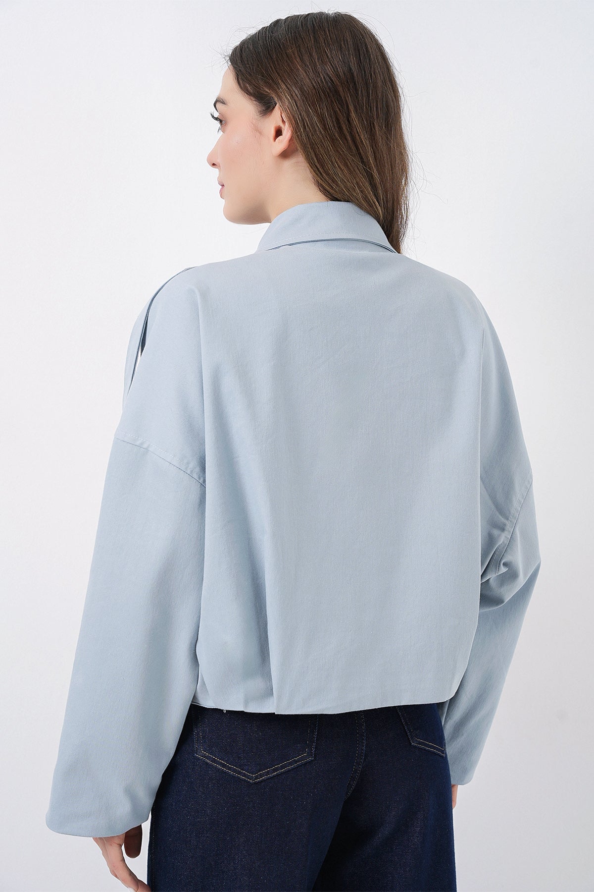 Kadın Kot Bomber Ceket 0737 - Mavi