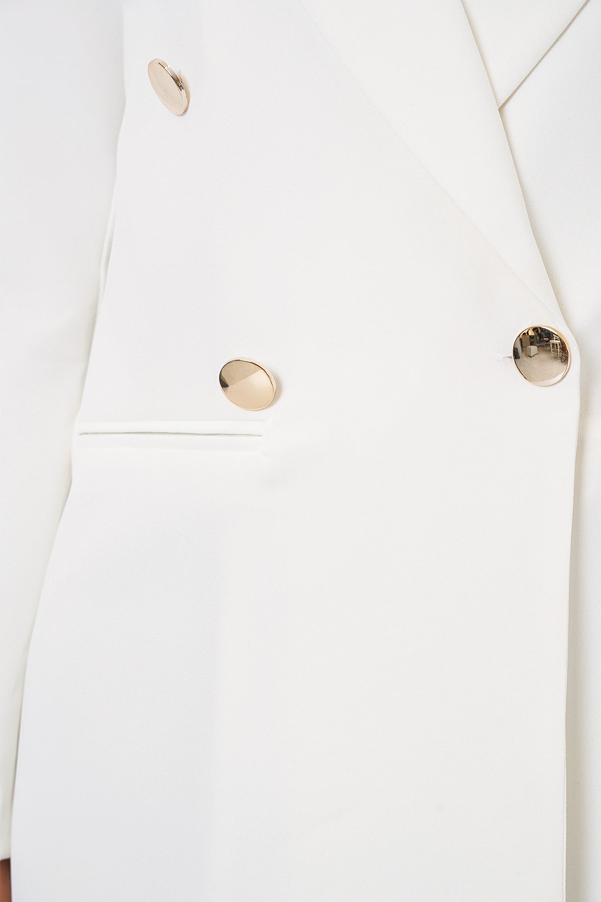 Kadın Kruvaze Yaka Blazer Ceket 0722 - Beyaz